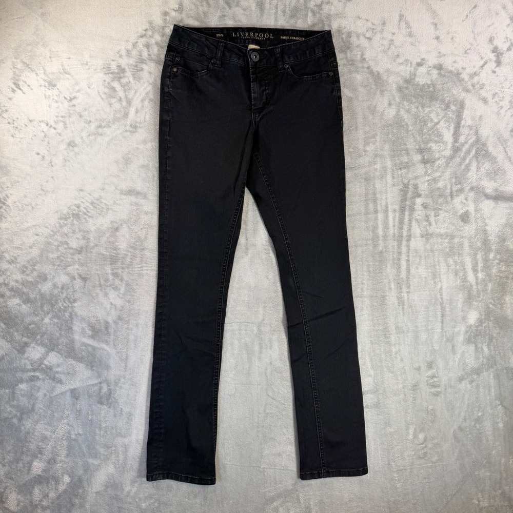 Liverpool Sadie Straight Jeans Women's Size 0/25 Black Denim‎ Pants
